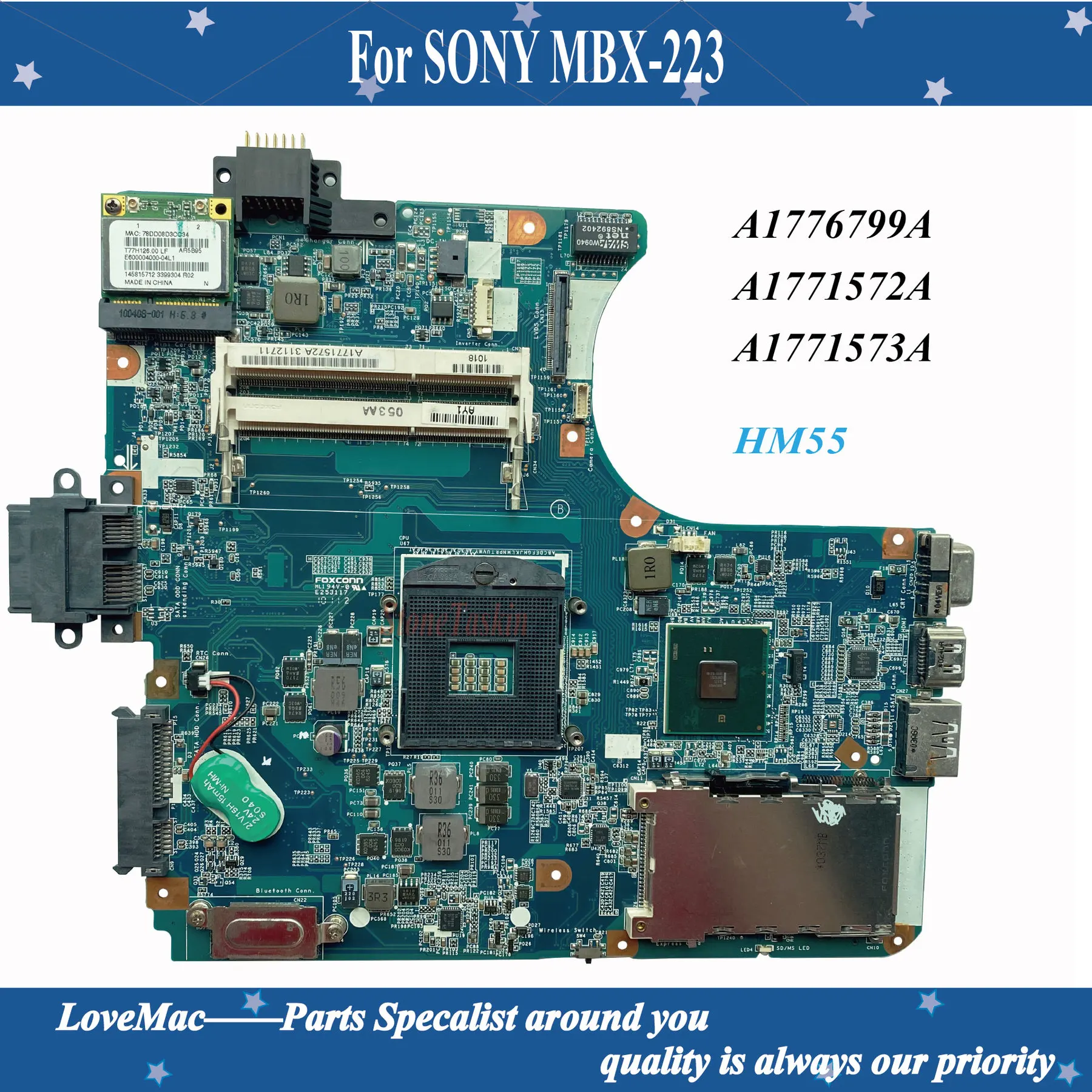 Высокое качество A1776799A A1771572A A1771573A для SONY MBX 223 Материнская плата ноутбука M960 rev 1 1p