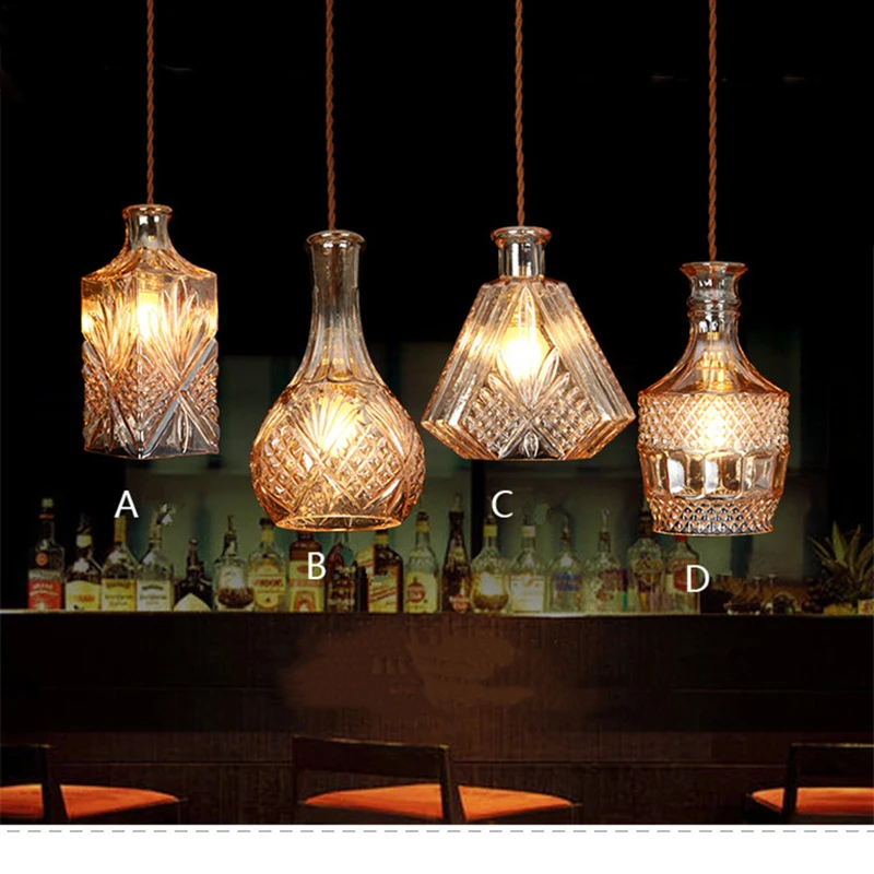 Стеклянные подвесные светильники в стиле ретро для кафе и бара | Освещение