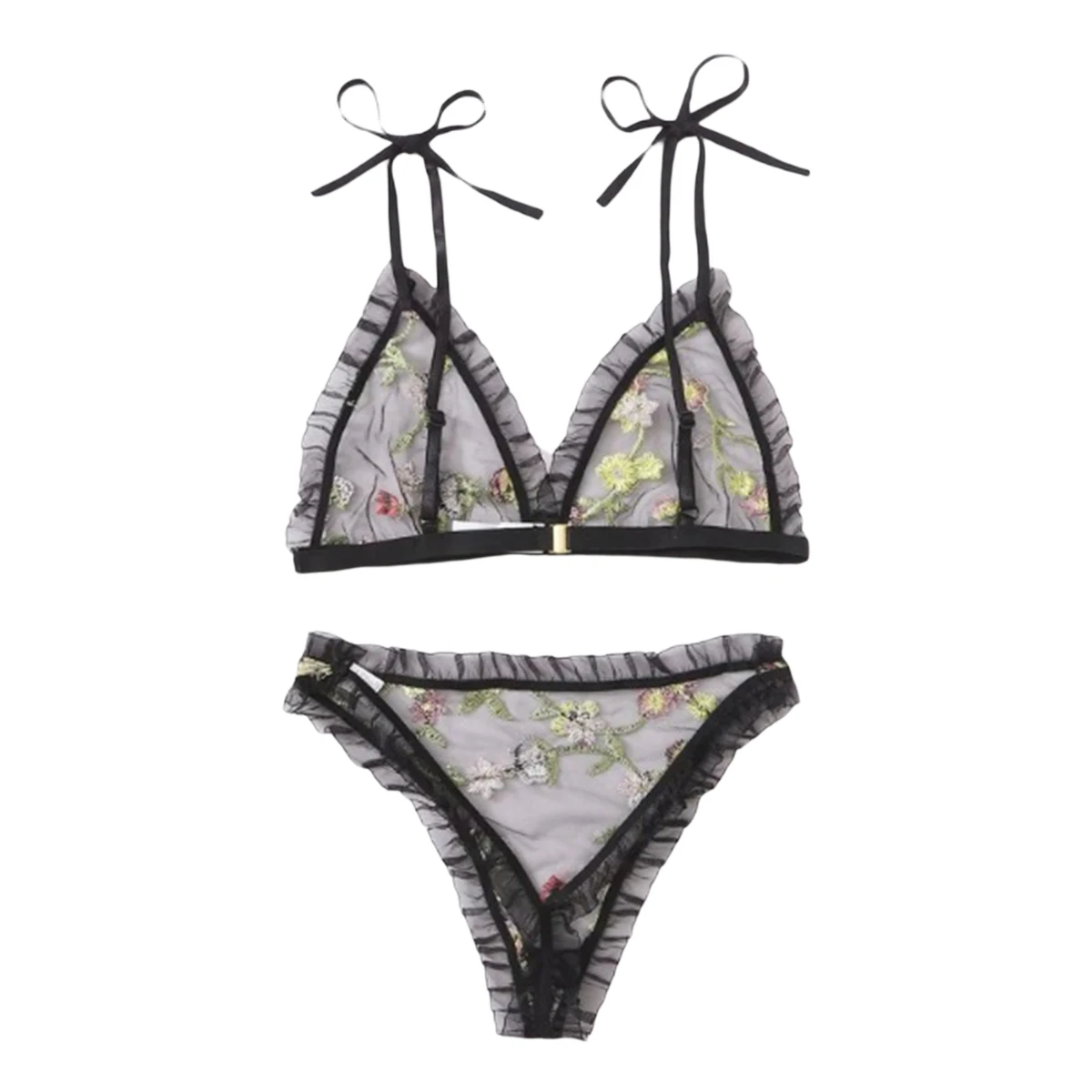 Two Pieces Sets Sexy Lingerie Set Women’ s Flower Embroidery Sleepwear Underpants Nightwear Erotic Sex | Тематическая одежда и