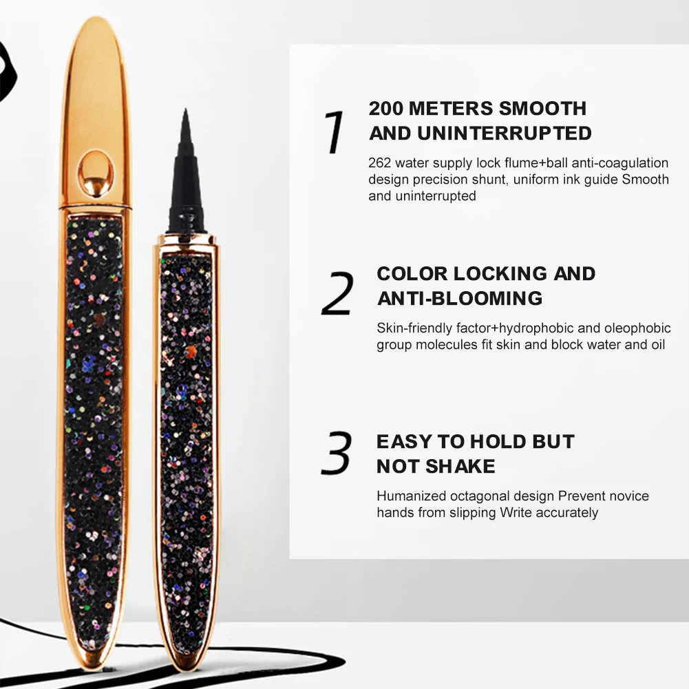 

2-in-1 Eyeliner Pen Self-Adhesive Eyeliner Strong Hold Long-Lasting Eye Makeup Wearing Non Blooming Quick Drying Eyelashes 1PC