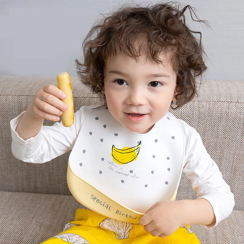 

2pcs Baby Silicone Bibs Easily Clean Set Soft Adjustable Toddler Silicone Bibs For Girl and Boy Baby Feeding Supplies