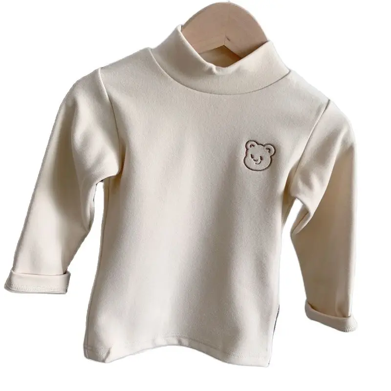 

VIDMID Children's autumn winter warm thickened baby kids Tops Boys' long sleeve T-shirts girls' solid color t-shirts P5058