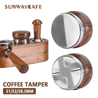 515358 5mm coffee tamper adjustable flat base walnut wood handle espresso powder hammer coffee accessories barista cafe tools