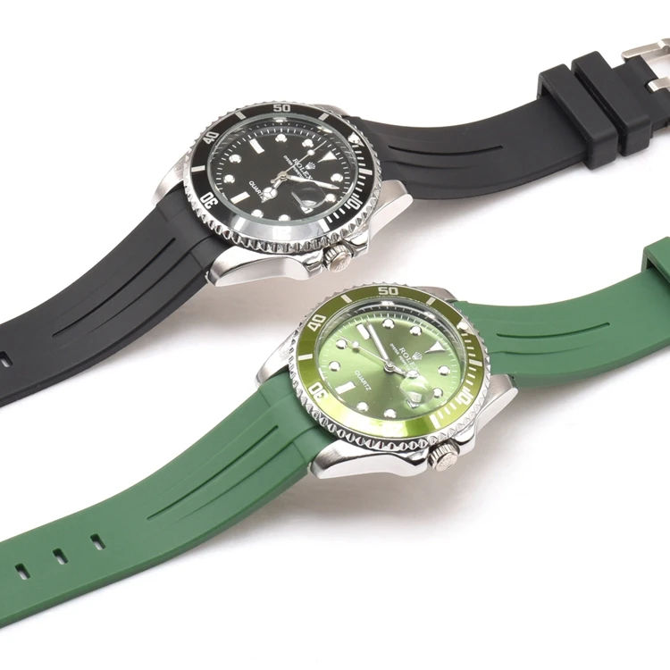 Silicone Watch Band 20mm 21mm 22mm FKM Rubber High Quality for Rolex Submarainer Yacht-Master Luxury Great Fluoro Rubber Strap