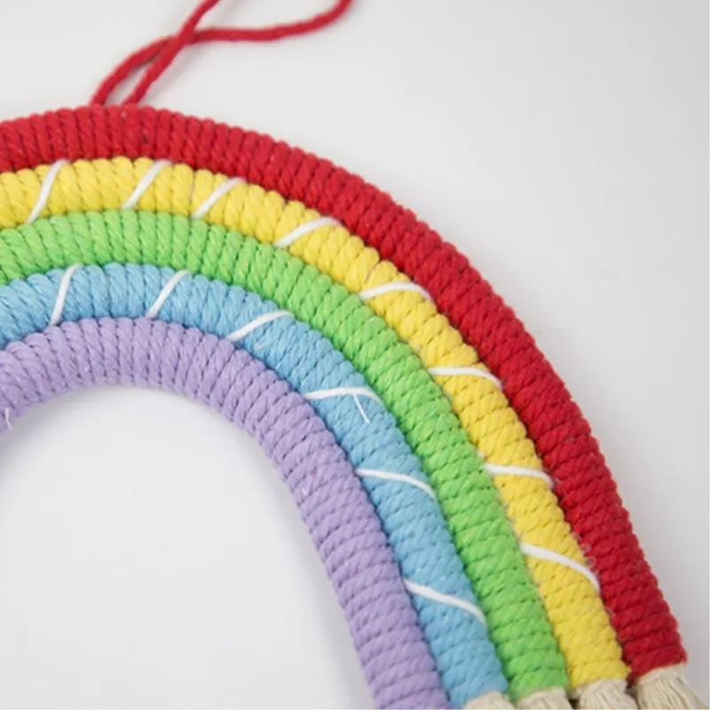 

INS Nordic Hand Woven Rainbow Tapestry Cotton Rope Tassels Wall Hanging Ornaments Kids Room Decoration Wind Chimes Photo Props