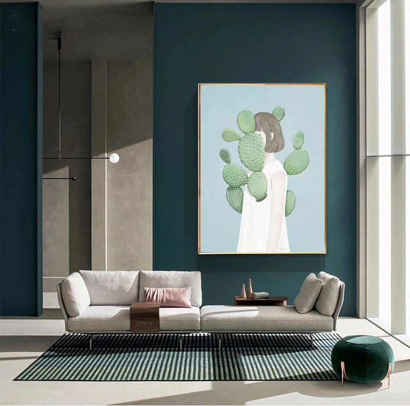 

Plants and Girls Home Decoration Painting Flowers Cactus Living Room Wall Canvas Poster Bedroom Coffee Shop Bookstore Prints