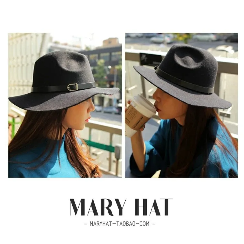 Мужская фетровая шляпа с широкими полями классическая черная или красная из