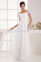 free shipping 2014 new design quality formal dress short sleeve long cap sleeve white custom sizecolor chiffon bridesmaid dress