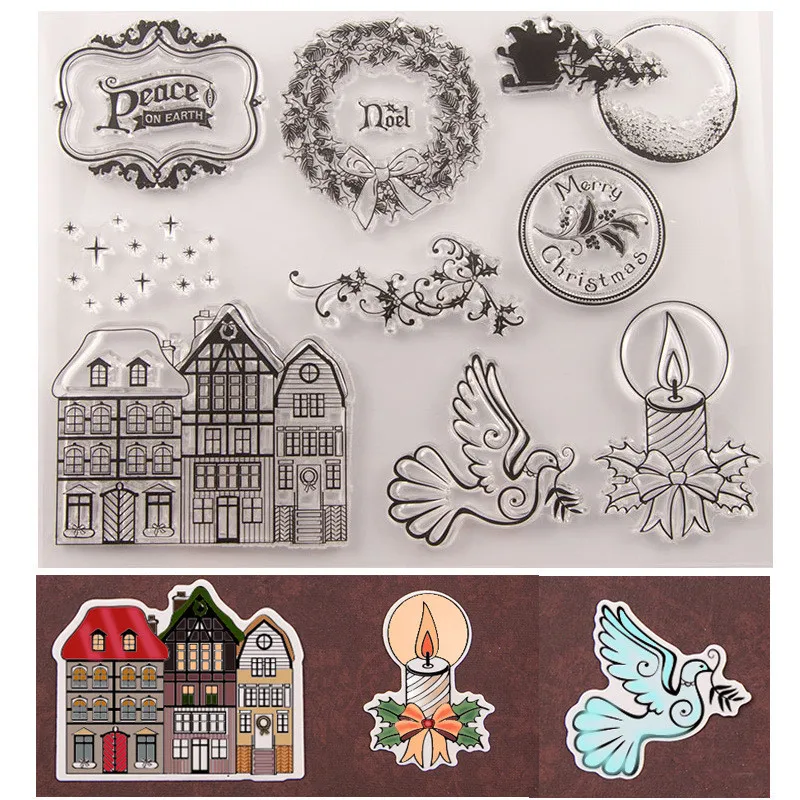 

Прозрачные штампы ZENRA в виде свечи, цветов, голубей