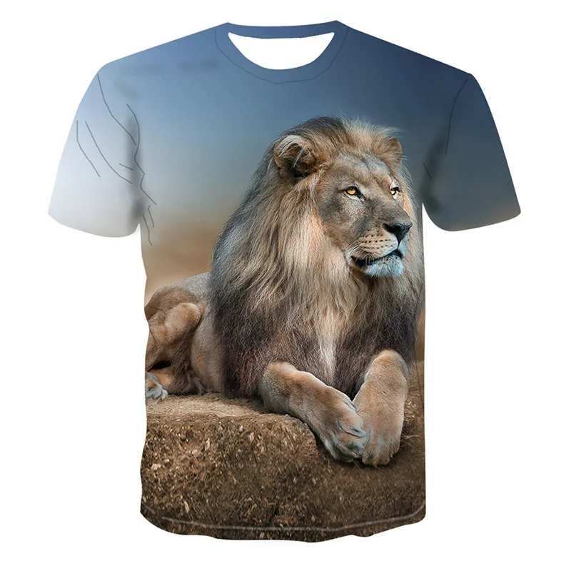 

2021 Summer Men Women T-Shirt Fashion Short Sleeve Tee Shirt 3D Animal lion Printed Cartoons Hip Hop Quick Dry Street Tops 4XL