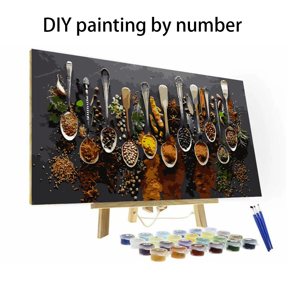 

DIY живопись по номерам Дома кухни украшения для стен ресторана Холст плакат для взрослых ручная роспись ремесла специальный подарок