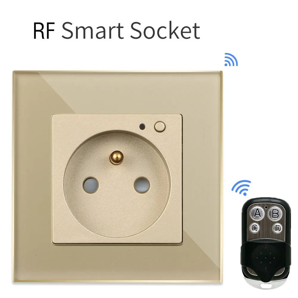 Розетка Bingoielec настенная стеклянная панель стандарт ЕС RF 433 92 МГц светильник