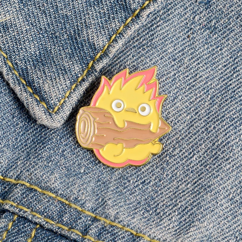 

Japan and South Korea Anime Cute Cartoon Flame Wood Enamel pin Animal For Boys and Girls Outside Clothing Backpack Jewelry Gift