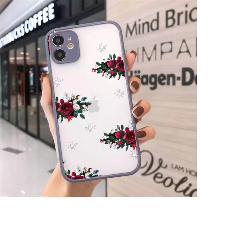 

Pretty Flower Phone Case Matte Transparent For iPhone 12 Mini 11 Pro XR XS Max 7 8 Plus