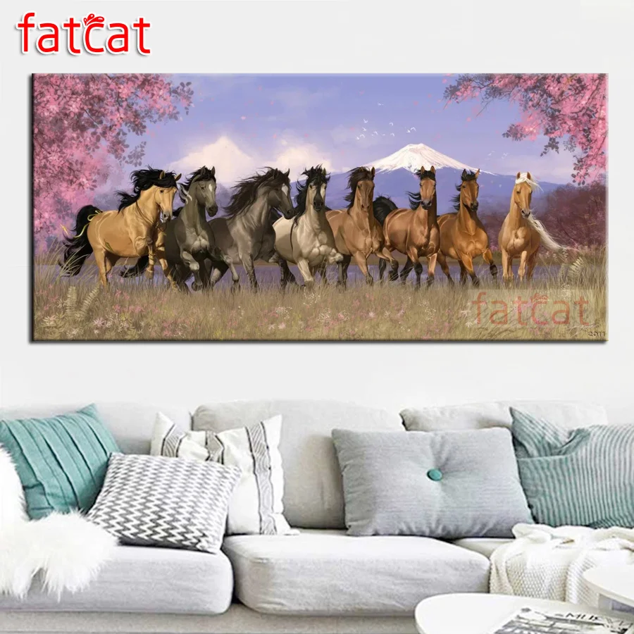 

FATCAT Snow mountain Large Size 5D Diy Diamond Painting Full Diamond Embroidery Many Horses Animals Wall Decoration AE3142