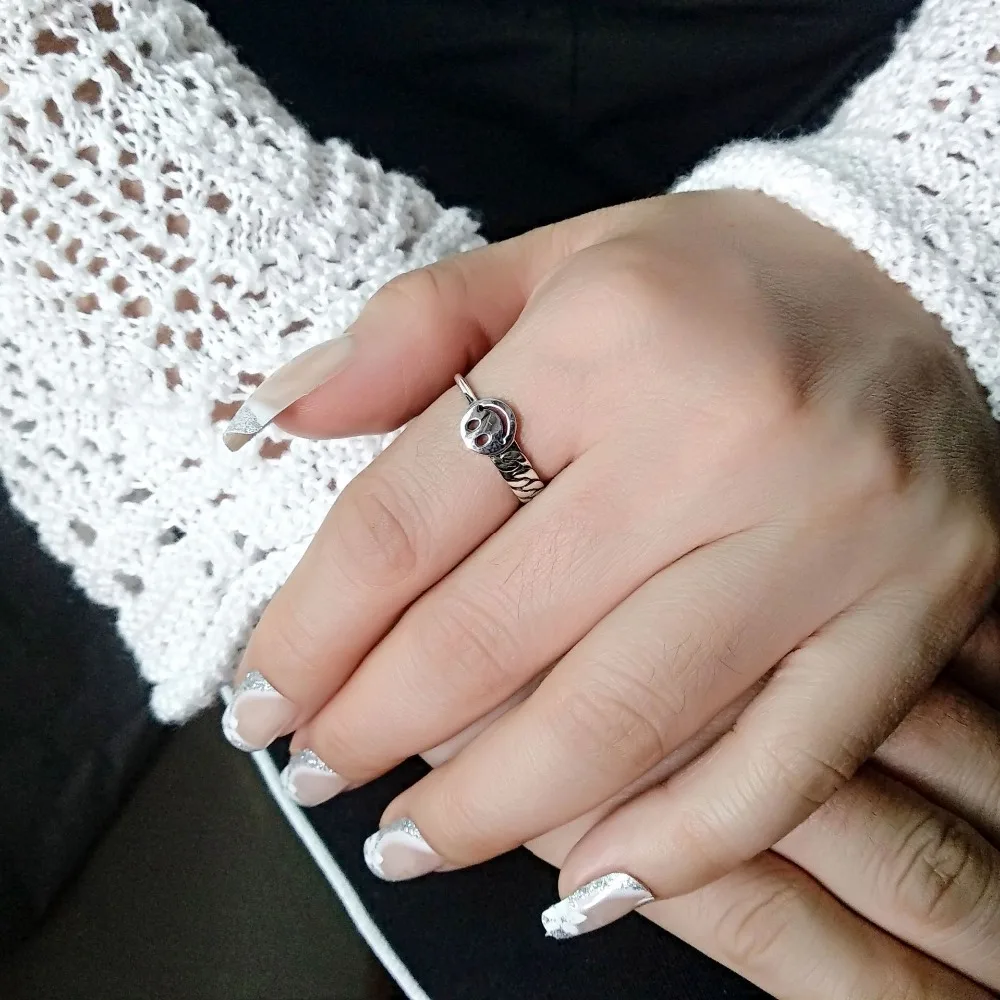 SHANICE, 925 пробы, серебряное, Открытое кольцо, для женщин, леди, панк, Винтаж, старый тайский, серебряная, для девушек, цепочка, улыбка, личность, хорошее ювелирное изделие, Anillos