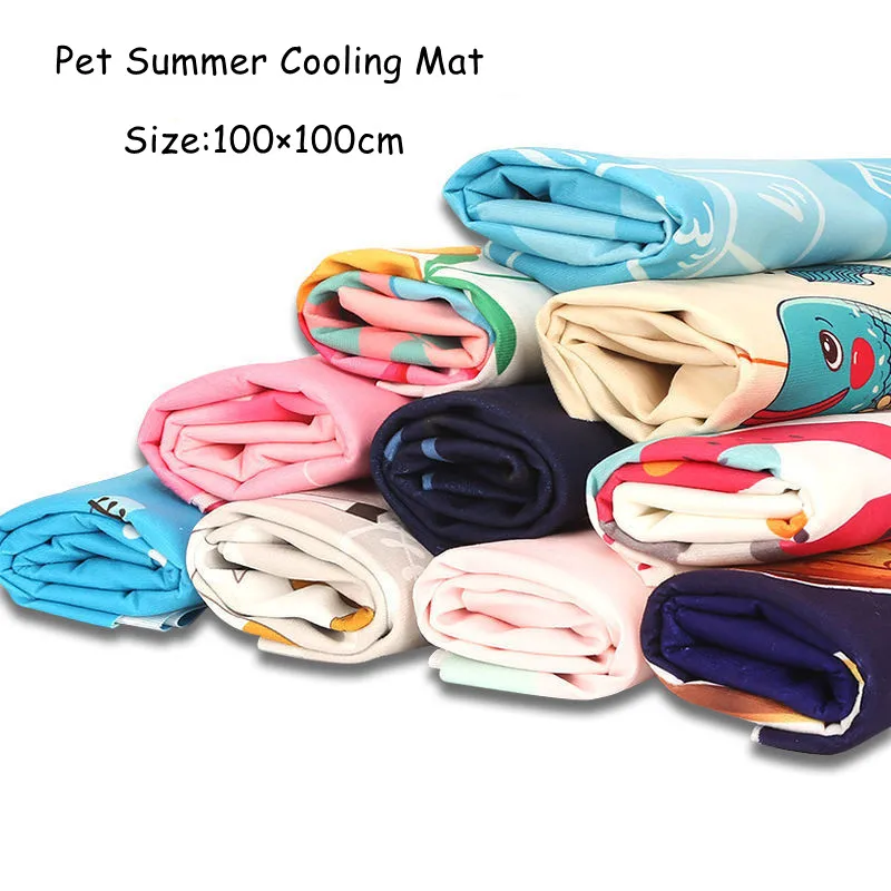 

New Pet Summer Cooling Mat Printed Dog Beds Cat Breathable Blanket Cushion Puppy Kitten Indoor Sofa Floor Mat Pet Supplies