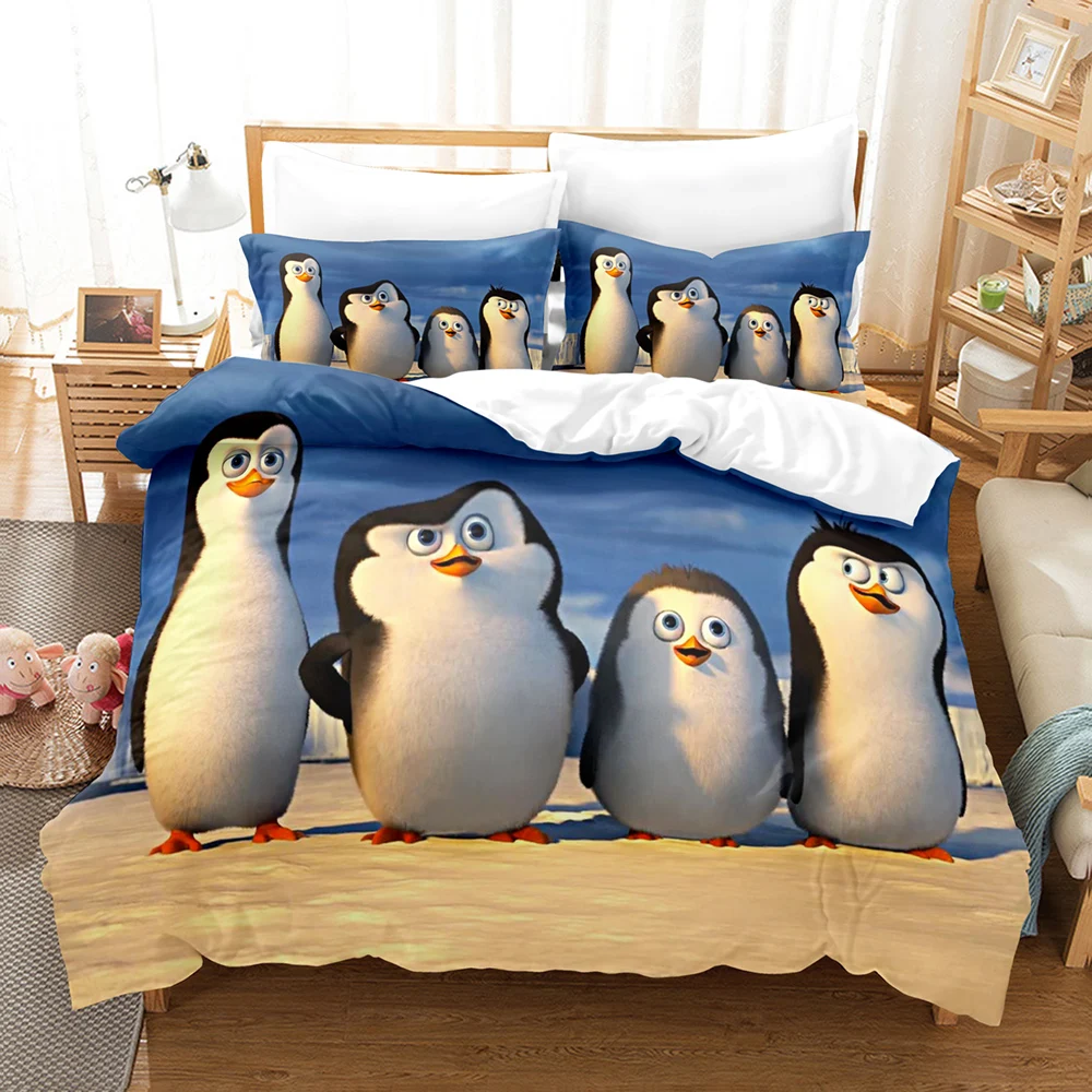 Penguin Bedding Set Duvet Cover with Pillow Cover 3D Print Cartoon Animal Bed Set Kawaii Bedding Set Bedroom Decor juego de cama