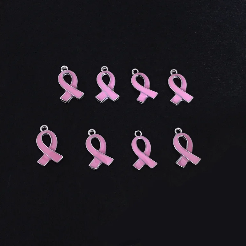 (100 шт) 18*10 мм груди подвески в поддержку больных раком розовая лента