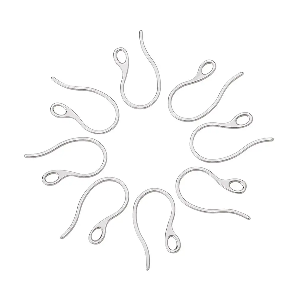 100 pcs 304 Stainless Steel Earring Hooks Ear Wire For DIY Jewelry Making Handmade Fsshion Accessories 21.5x11x1mm