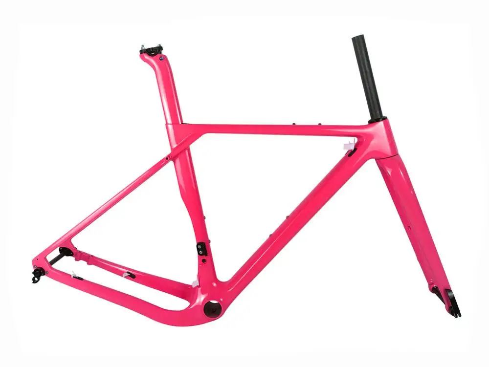 Pink Glossy Spcycle 700* 40C аэро карбоновая гравия велосипедная рама дисковый тормоз Велокросс, дорога рамы для велосипеда передние 100*15 мм задние 142*12 мм через ось - Цвет: Pink Glossy