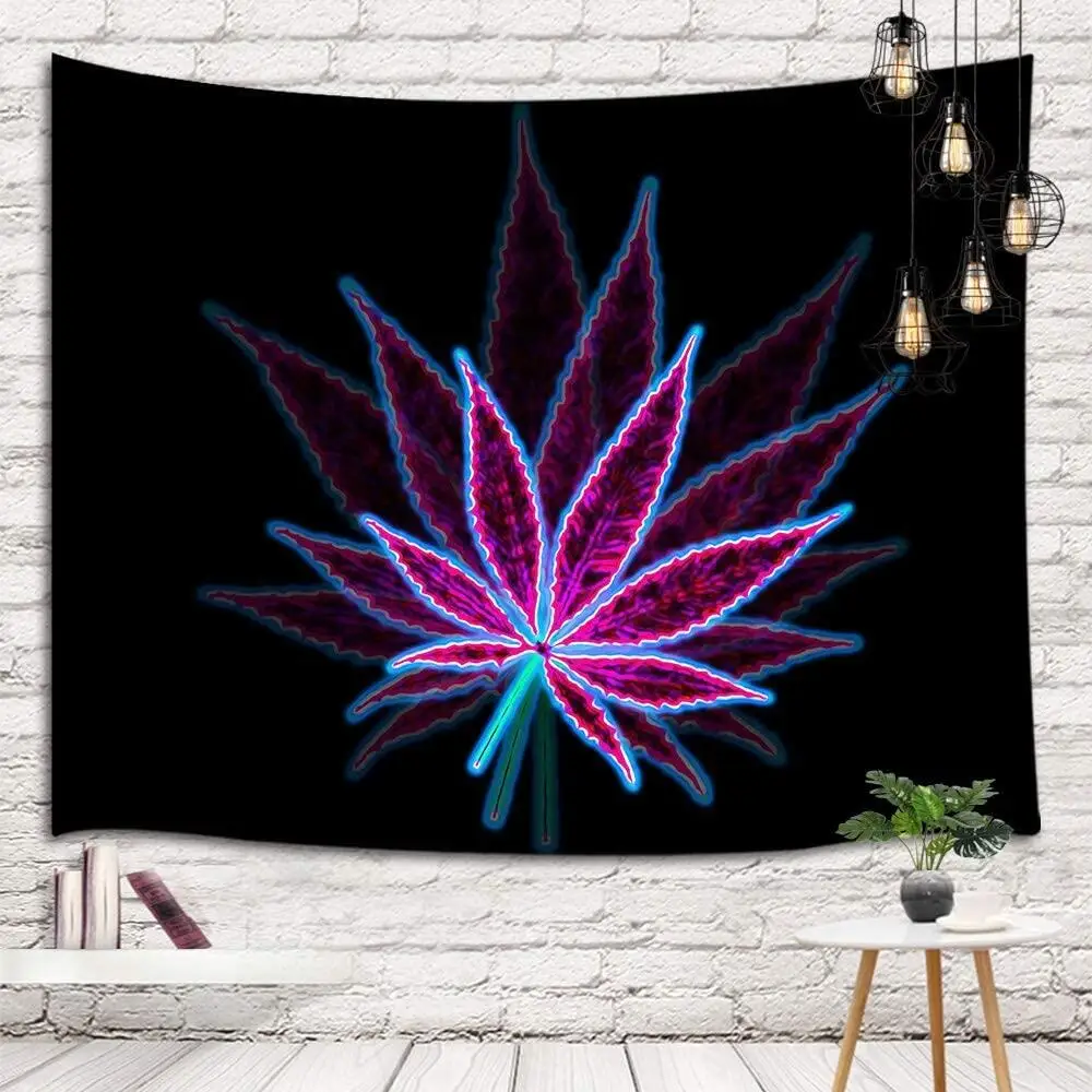 

Trippy Leaves Tapestry, Psychedelic Colorful Leaf Art Wall Hanging, Nature Hippie Purple Black Tapestries for Bedroom Dorm Decor