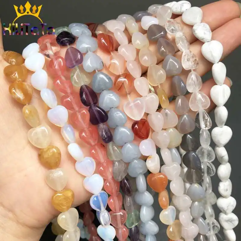 10*10 мм Агаты в форме сердца опал Фиолетовый флюорит розовый кварц бусины из