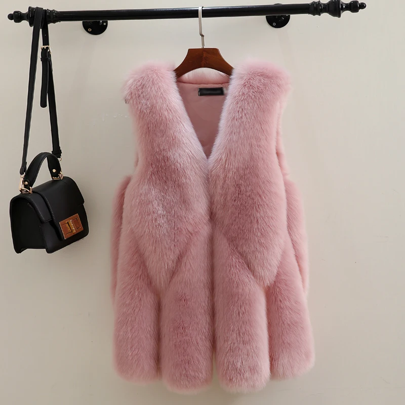 Новинка 2020 меховой жилет роскошный искусственный Лисий Теплый Женский зимние