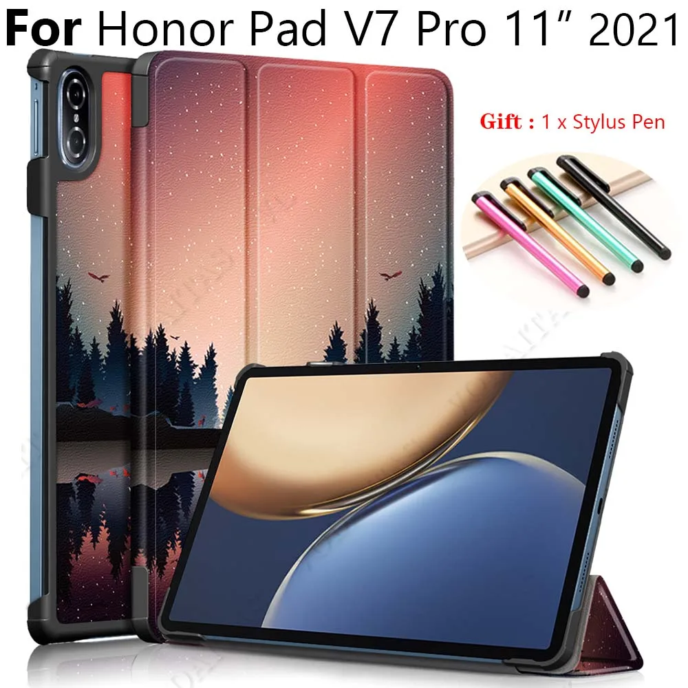 

Чехол для Honor Pad V7 Pro, планшет тройного сложения, подставка для Honor Tablet V7 Pro, чехол 2021 дюйма, 11 дюймов, Магнитный чехол для телефона, чехол + ручка