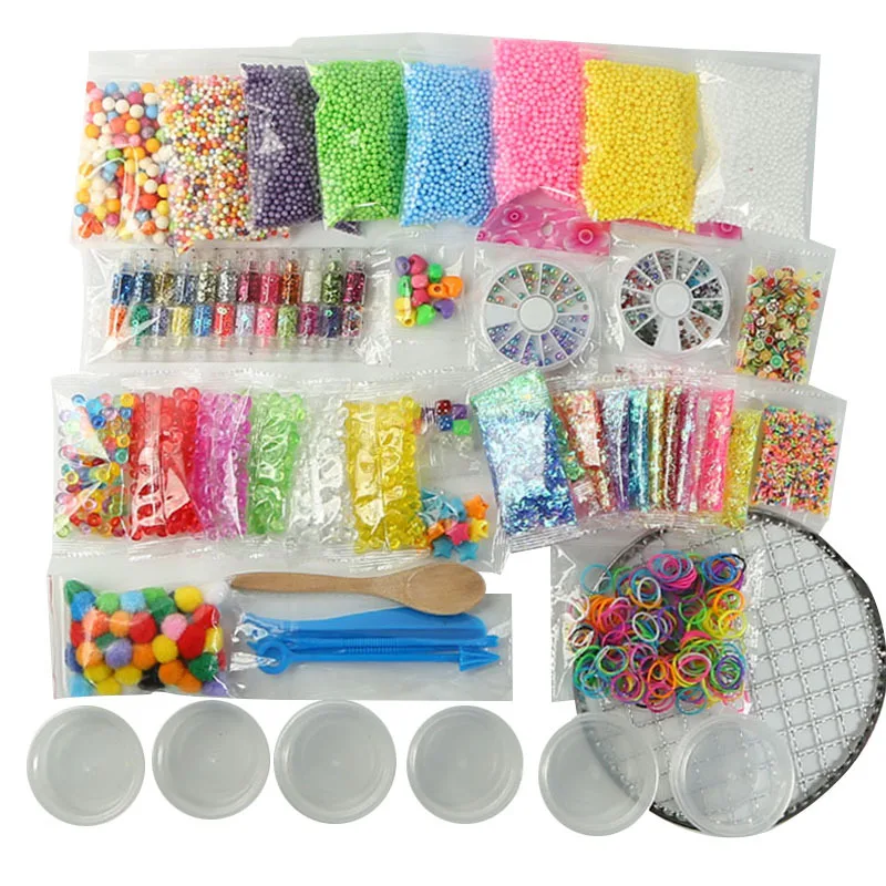 75 шт. глина "сделай сам" Набор bling Making Kit лизуны красочные игрушки для детей сахарная бумага ручной работы цветной пенопластовый шар детские игрушки глина наклейка слайм клей для слаймов