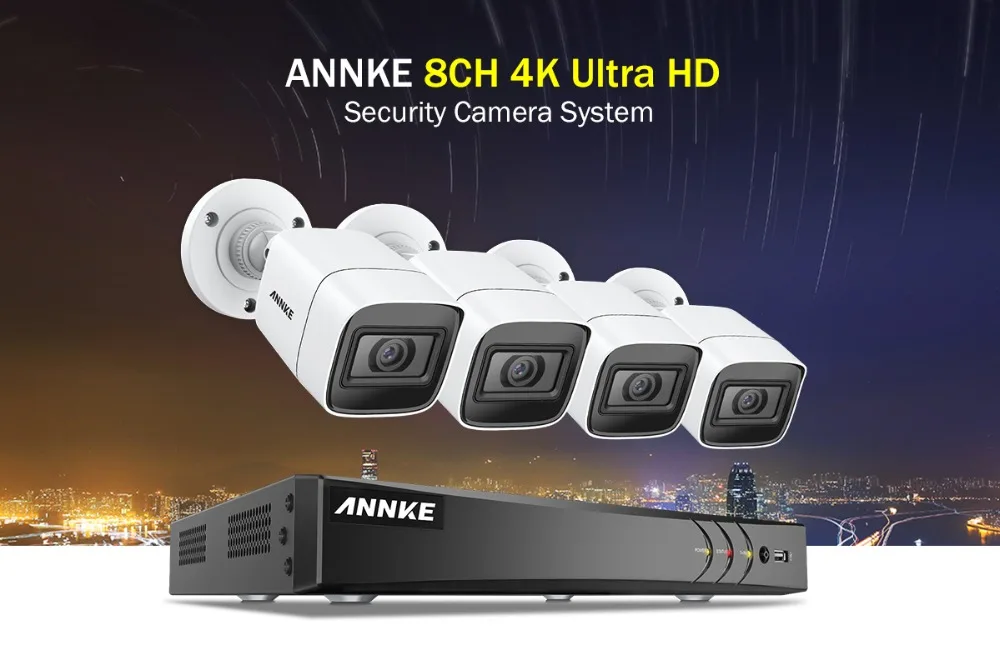 ANNKE 4K Ultra HD 8CH DVR H.265 CCTV камера система безопасности 4 шт. IP67 водонепроницаемая наружная 8MP камера видеонаблюдения
