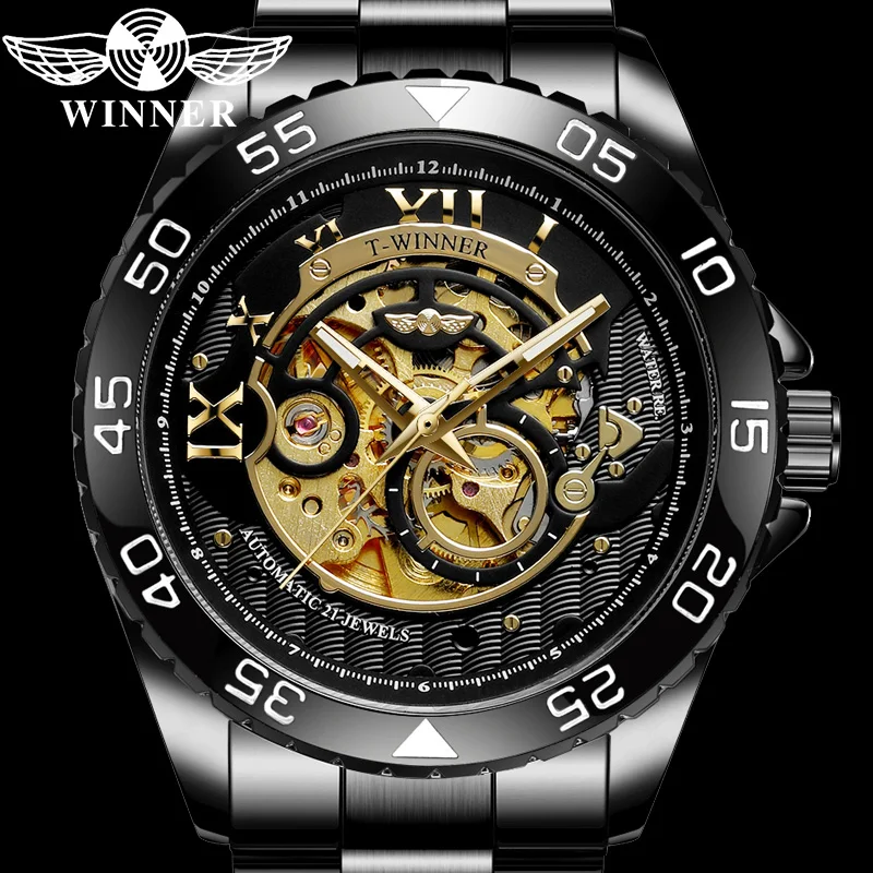 Часы наручные WINNER Мужские автоматические механические брендовые Роскошные