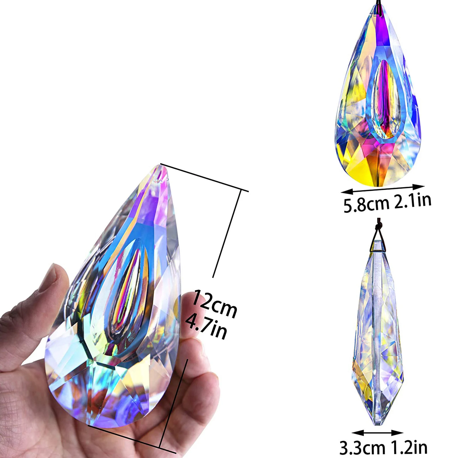 

120mm Shiny Multi-faceted Crystal Prism Pendant Bedroom Exquisite Crystal Wind Chime Deco Surprise Gift For Wife Or Girlfriend