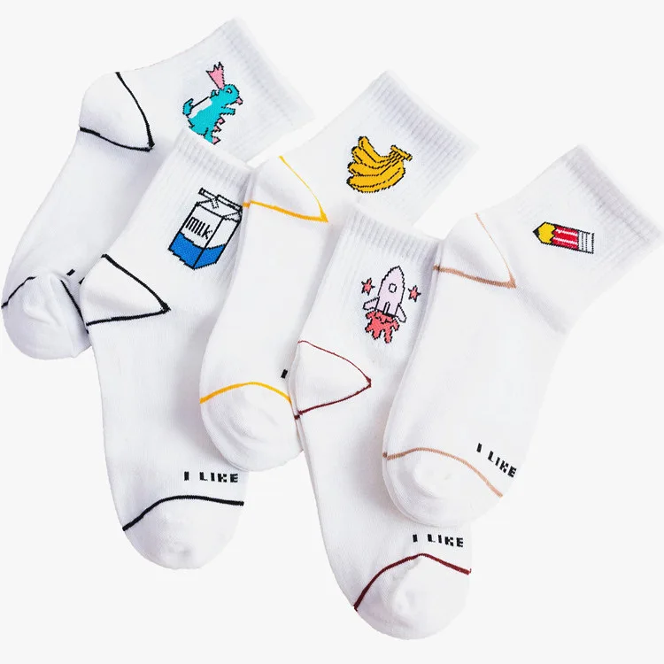 Милые женские носки с вышитыми рисунками милые героями мультфильмов крутые