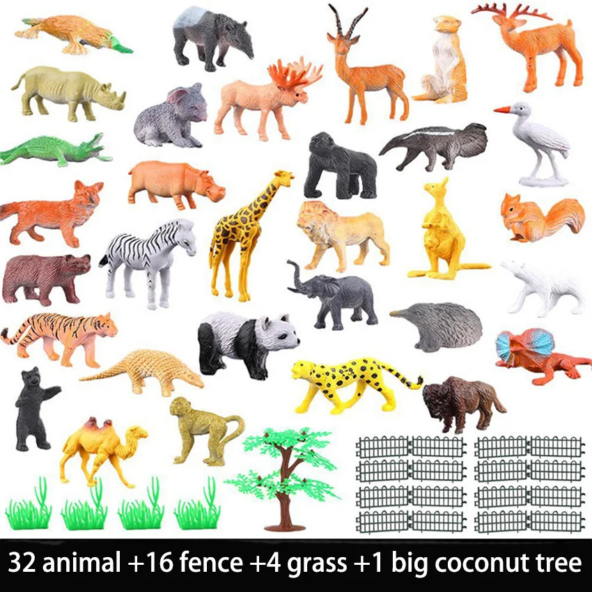 

53pcs/set Mini Animal World Zoo Model Figure Action Toy Set Cartoon Simulation Animal Lovely Plastics Collection Toy For Kids
