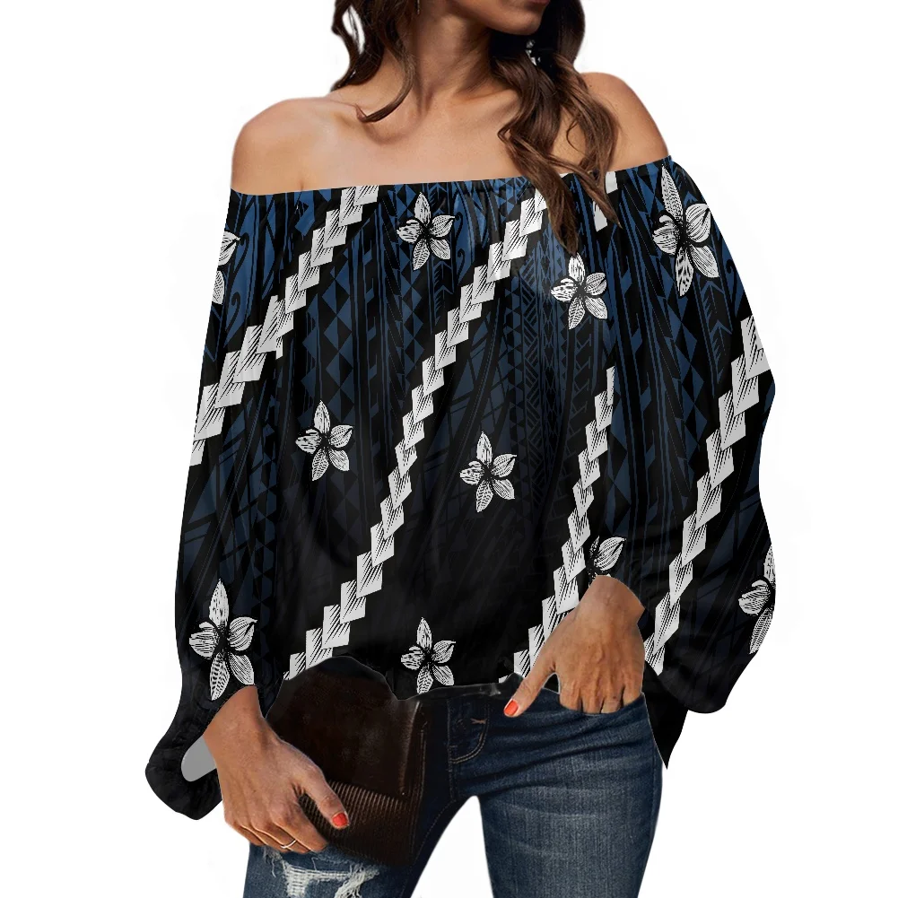 2022 винтажная блузка женский короткий топ с длинным рукавом полинезийский