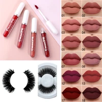 2pcs sexy velvet matte lipsticks lip gloss waterproof long lasting mosturizing pencil makeup cosmetics false eyelashes beauty