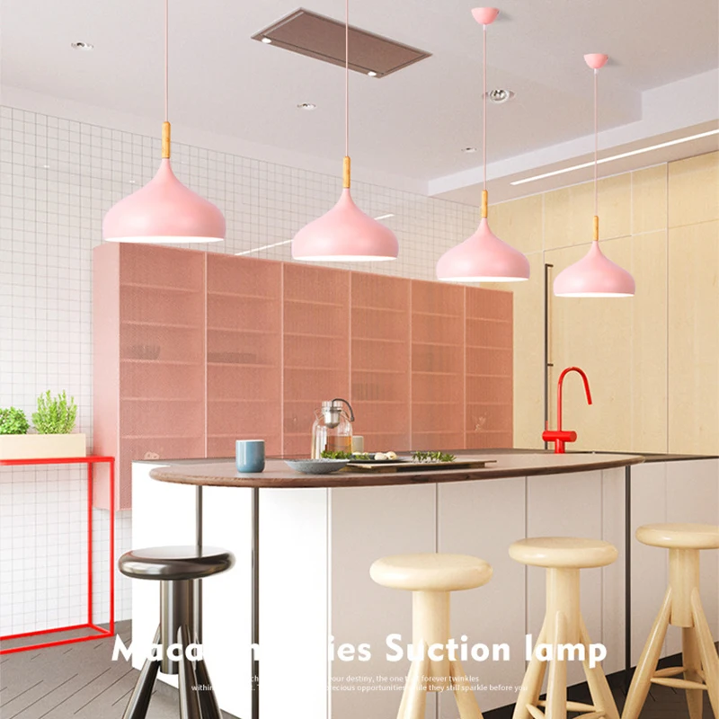 Lámpara de cocina nórdica y gris, colgante de madera, brillo Creche, suspensión, diseño danés, habitación de niños, candelabros