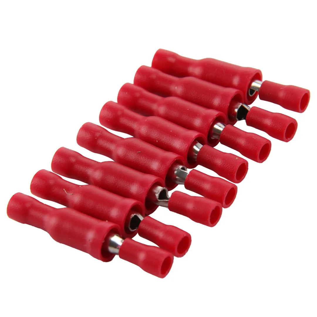 100 шт. красные изолированные обжимные клеммы Разъемы 50 гнездовых + штекеров для