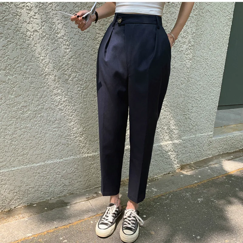 

New High-waist Suit Pants Women's Casual Loose Straight Carrot Pants 2021 Autumn and Winter OL Women's Trousers Pantalon Mujer