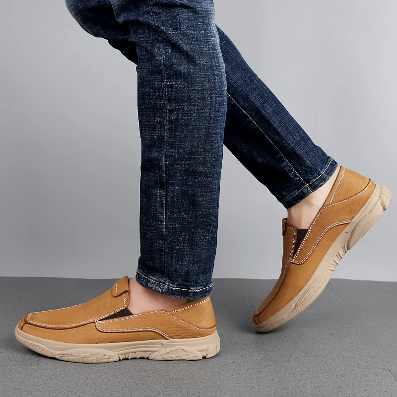 

Men's Casual Leather Shoes Man Shoes Casual Men Zapatillas Hombre 2020 New Breathable Leisure Spring Black For Leather