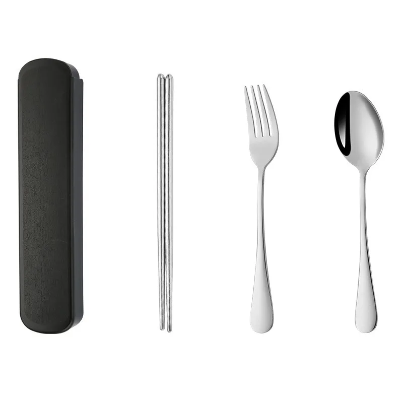Набор столовых приборов из нержавеющей стали портативный дорожный бокс вилка