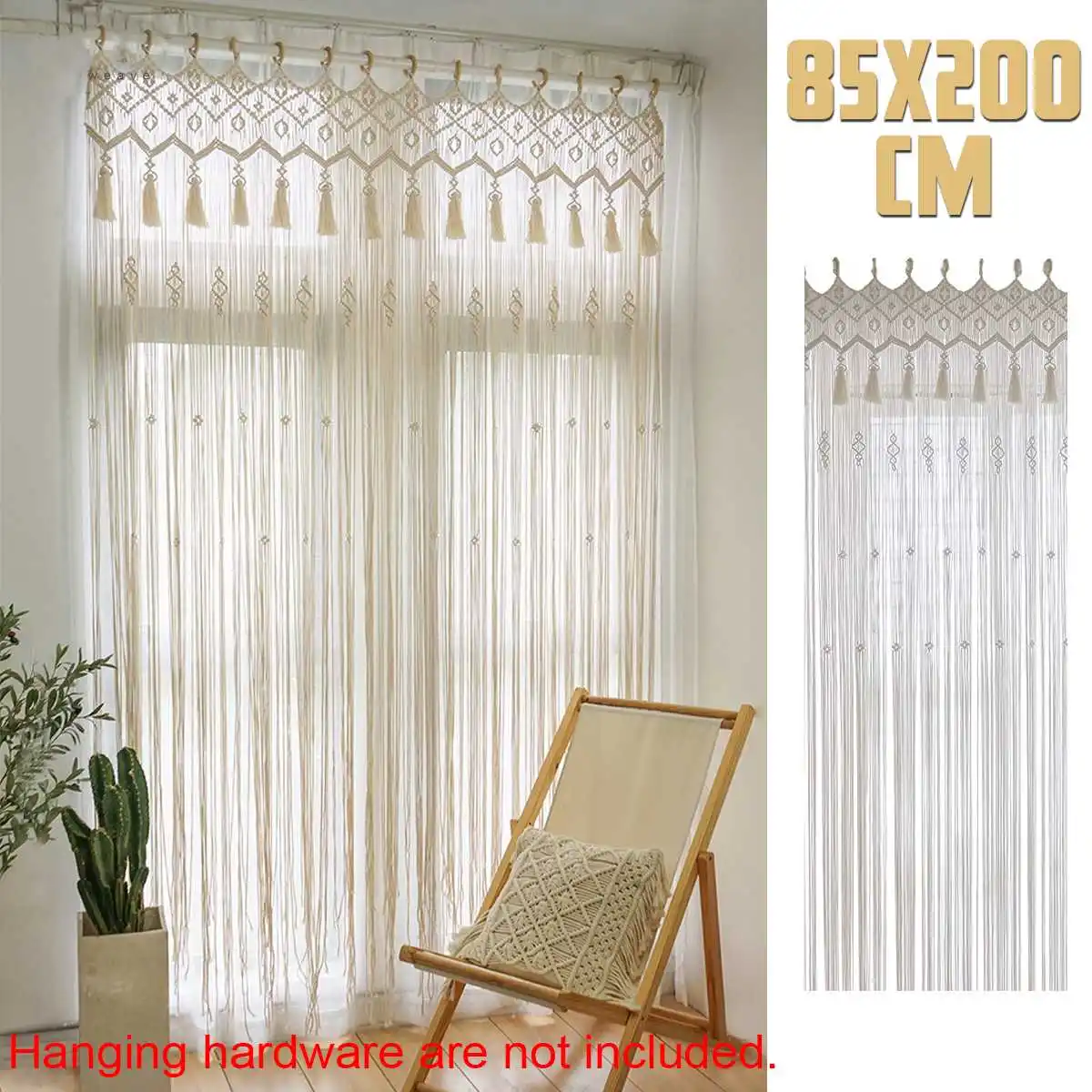 

Bohemian Handmade Macrame Curtain Bohemian Wedding Backdrop 200x85cm Cotton Rope Photo Backdrop Home Room Wall Hanging Tapestry