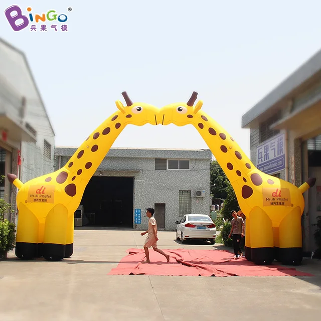 

HIGHLY RECOMMENDED 10x1.7x5.3mh inflatable yellow giraffe arch way custom made amusement entrance decoration to kid