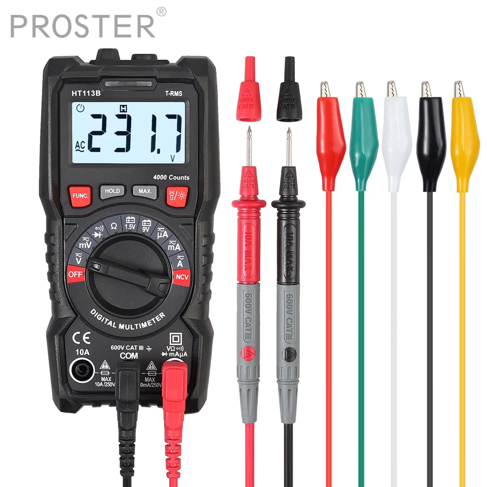 Digital Multimeter Tester 4000 Count TRMS Auto Ranging AC DC Voltage Current Resistance Diode Continuity Battery Test | Инструменты