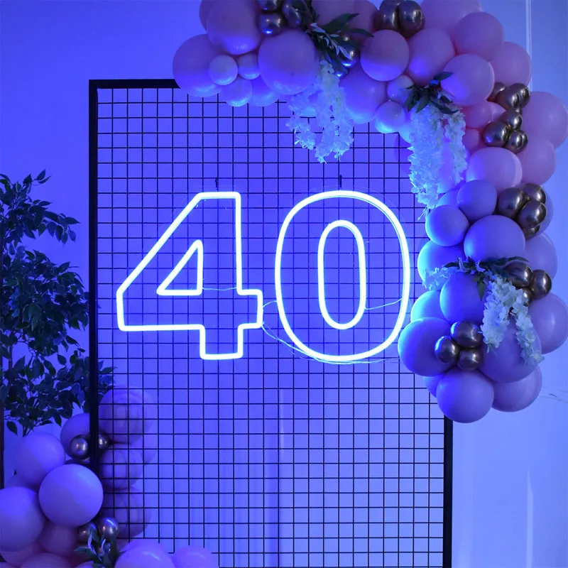 

Индивидуальная Светодиодная гибкая неоновая световая вывеска 40 ° С днем рождения, украшение для спальни, вечевечерние, декоративная крутая...