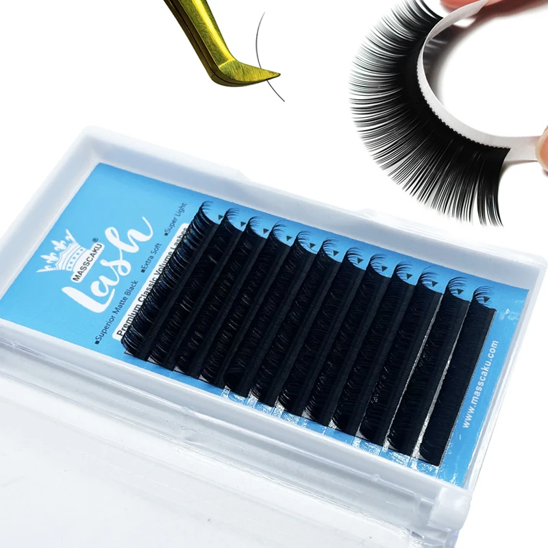 

MASSCAKU eyelashes makeup cilios 8~16mm high quality black glossy eye lashes natural false eyelashes individual lash extension