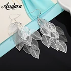 Серьги женские из серебра 925 пробы с листьями