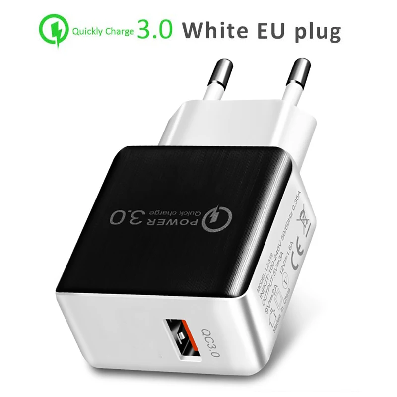 USB зарядное устройство EU/US вилка 18 Вт Быстрая зарядка QC 3,0 настенный мобильный телефон планшет зарядное устройство Быстрая зарядка для iPhone 7 8 Xiomi для huawei - Тип штекера: White EU Plug