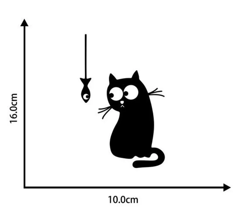 Голодный кот увидеть рыбу Смешные переключатель наклейки декор виниловая